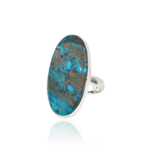 Silver & Azurite Oval Ring