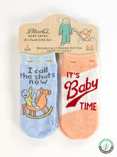 Load image into Gallery viewer, I Call The Shots Now/ It&#39;s Baby Time Baby Socks
