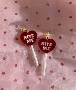 Bite Me Heart Lollipop Earrings