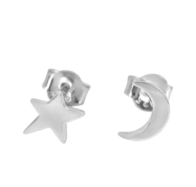 Silver Sun & Moon Studs