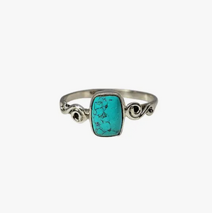 Rounded Rectangle Turquoise Ring