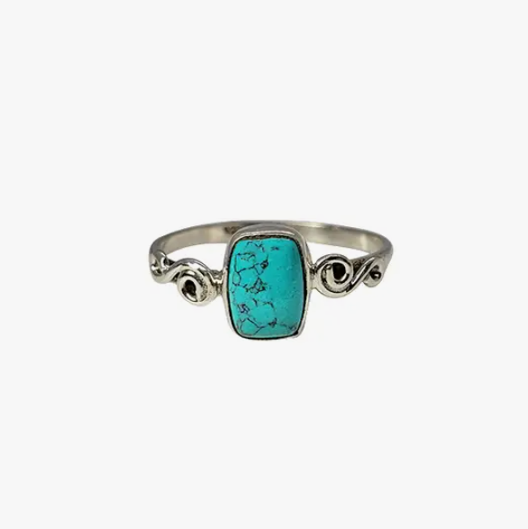 Rounded Rectangle Turquoise Ring