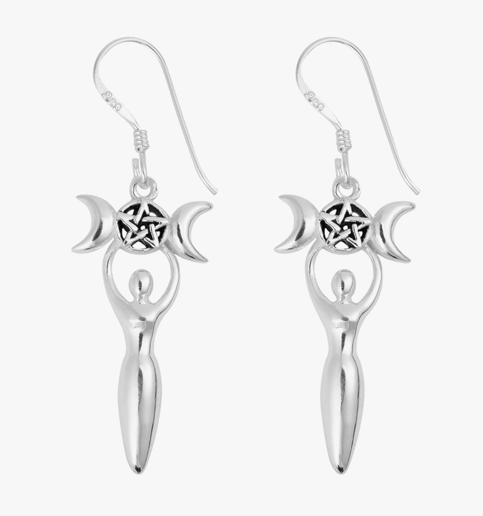 Pentacle Triple Goddess Earrings
