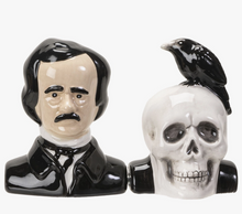 Load image into Gallery viewer, Edgar Allen Poe &amp; Raven Salt &amp; Pepper Shakers
