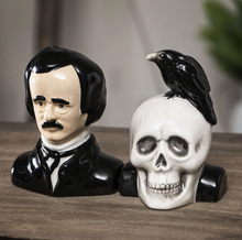 Load image into Gallery viewer, Edgar Allen Poe &amp; Raven Salt &amp; Pepper Shakers
