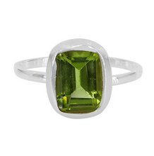 Load image into Gallery viewer, Faceted Rectangular Peridot Ring
