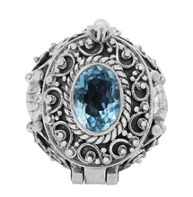 Load image into Gallery viewer, Silver &amp; Blue Topaz Poison Ring
