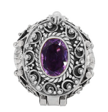 Load image into Gallery viewer, Silver &amp; Amethyst Poison Ring
