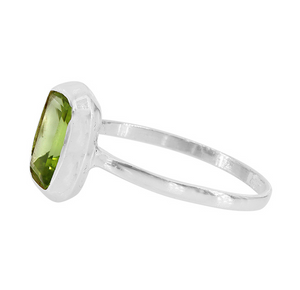 Faceted Rectangular Peridot Ring