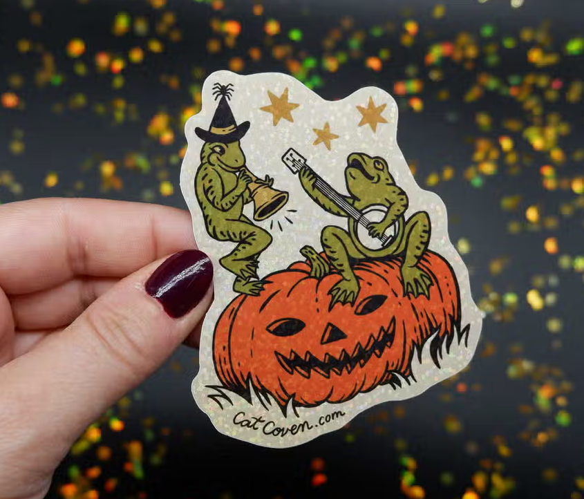Halloween Frogs Glitter Sticker