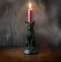 Load image into Gallery viewer, Black Cat Familiar Candle Holder
