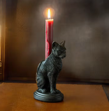 Load image into Gallery viewer, Black Cat Familiar Candle Holder
