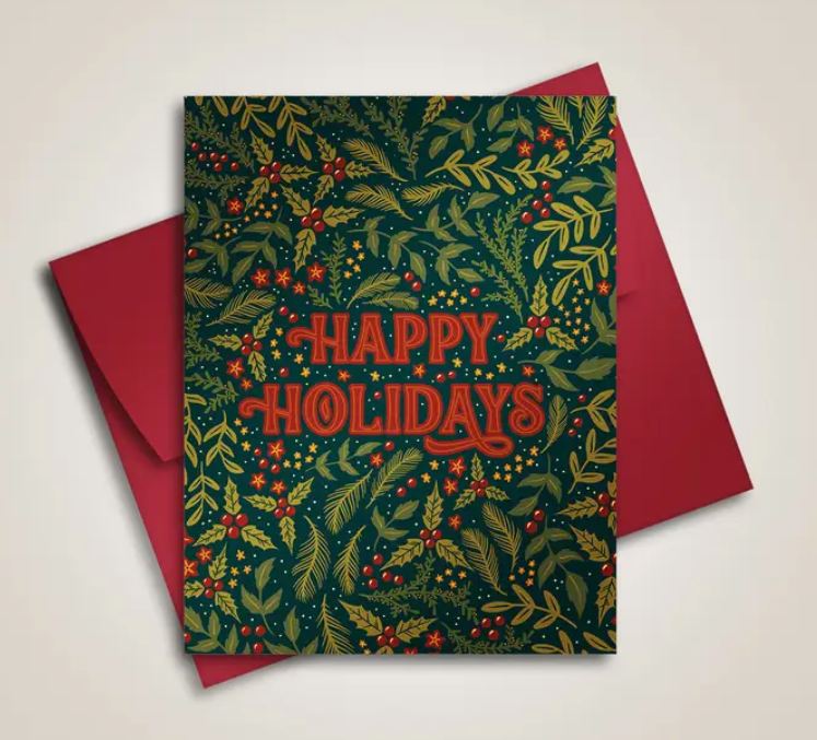 Happy Holidays Card (Red & Green)