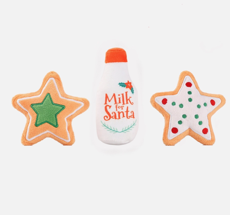 Happy Woofmas Milk & Cookies Dog Toys