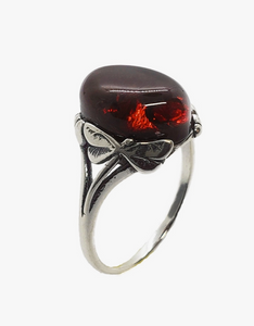 Cherry Amber Dragonfly Ring