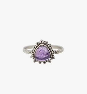 Amethyst Faceted Ring in Dot Setting