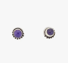 Load image into Gallery viewer, Amethyst &amp; Sterling Silver Cabochon Mini Studs
