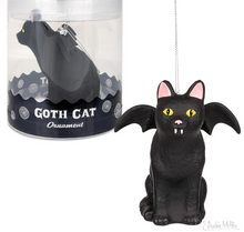 Load image into Gallery viewer, Glass Goth Cat Ornament
