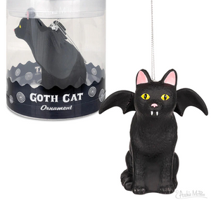 Glass Goth Cat Ornament