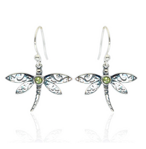 Dragonfly Earrings With Peridots