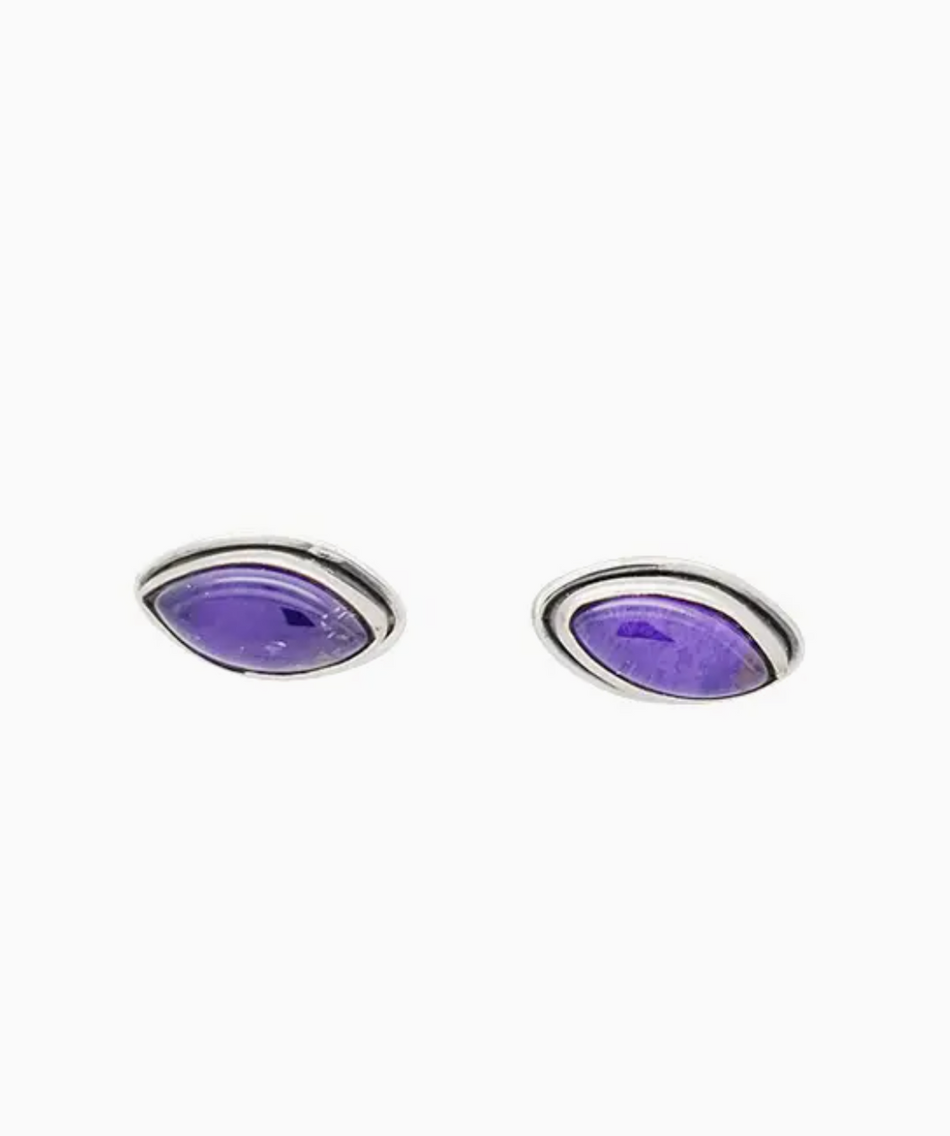 Amethyst & Sterling Silver Marquis Studs