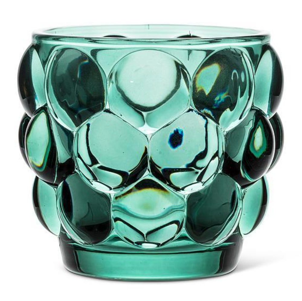 Green Glass Bubble Votive Holder