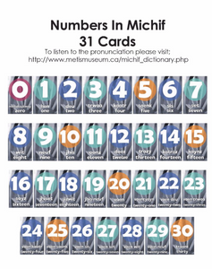 Michif Numbers Flashcards (31 Cards) [Gabriel Dumont Institute]