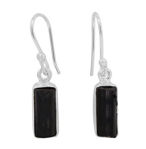 Rough Black Tourmaline Earrings