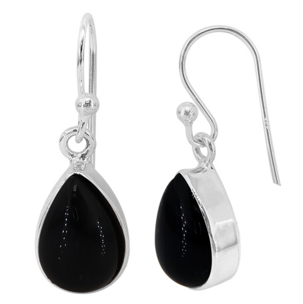 Onyx Teardrop Dangle Earrings
