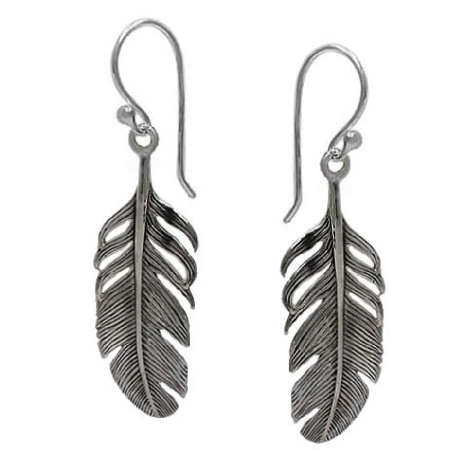 Sterling Silver Feather Earrings