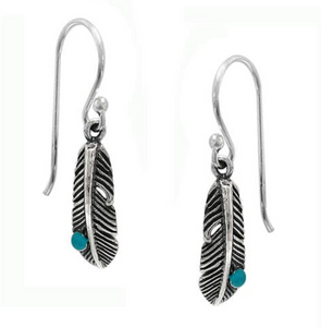 Sterling Silver feather Earrings with Enamel Detail