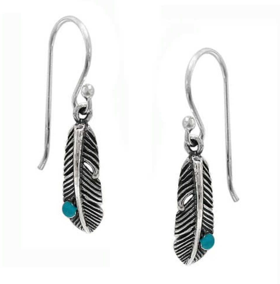 Sterling Silver feather Earrings with Enamel Detail