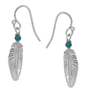 Sterling Silver feather Earrings with Howlite Bead