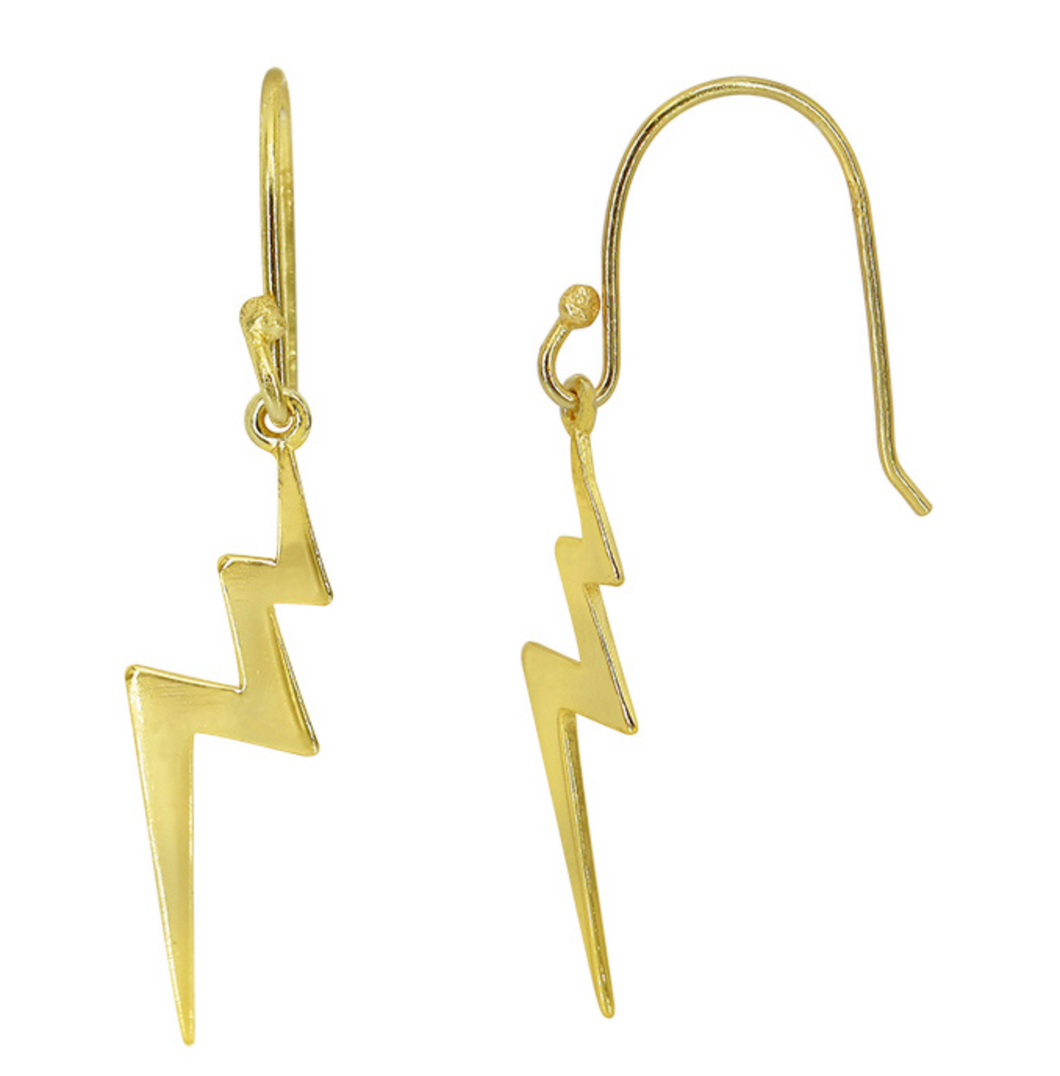 14K Gold Plate Lightning Bolt Earrings