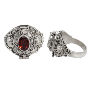 Silver & Garnet Poison Ring
