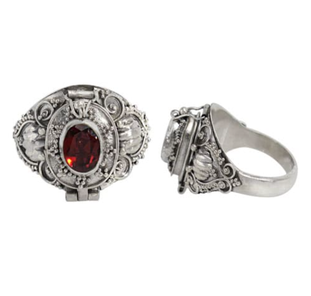 Silver & Garnet Poison Ring