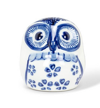 Load image into Gallery viewer, Blue &amp; White Small Owl Figure
