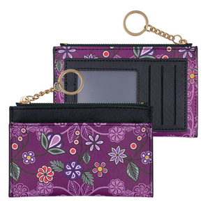 Ojibwe Florals Zippered Card Wallet [Art by Storm Angeconeb]