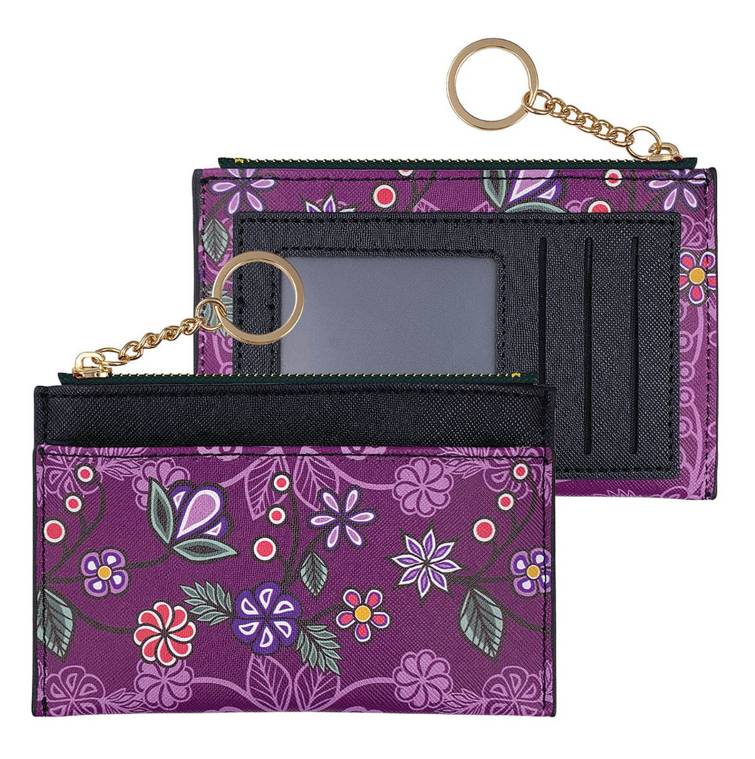 Ojibwe Florals Zippered Card Wallet [Art by Storm Angeconeb]