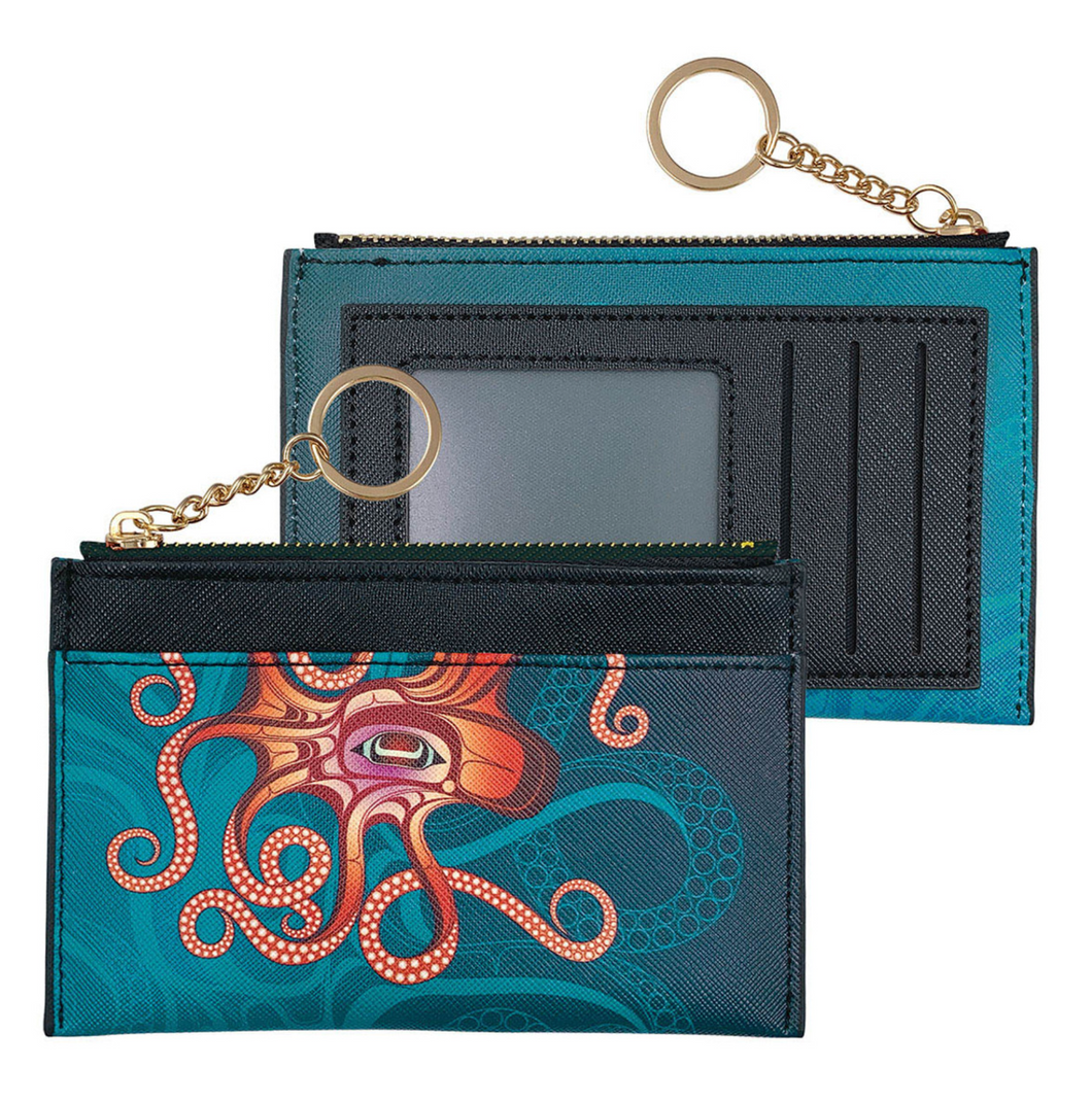 Octopus Florals Zippered Card Wallet [Art by Ernest Swanson]