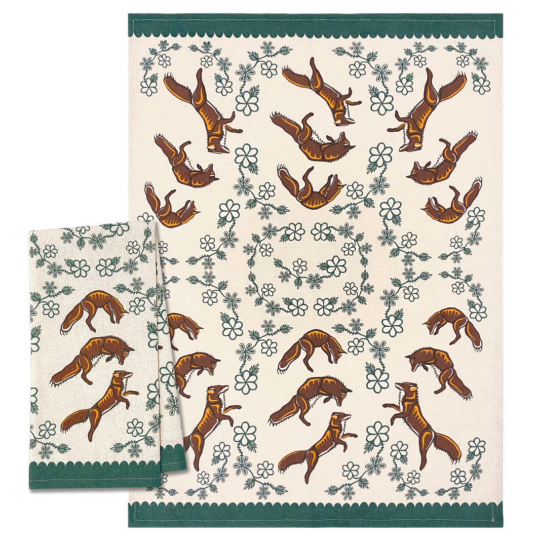 Foxes Dish Towel