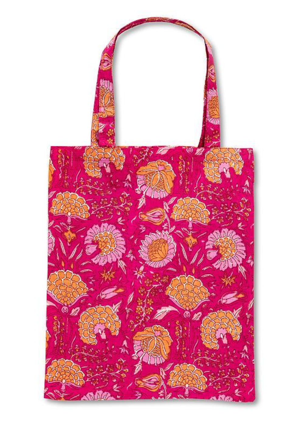 Fucshia Flowers Cotton Tote