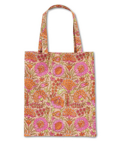 Pink & Tan Flowers Tote
