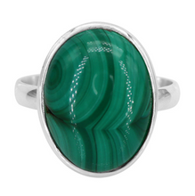 Load image into Gallery viewer, Malachite &amp; Silver Oval Ring (Style A)

