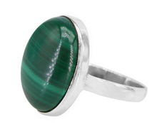 Load image into Gallery viewer, Malachite &amp; Silver Oval Ring (Style A)
