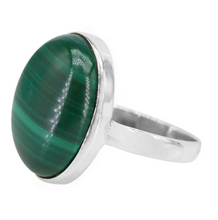 Load image into Gallery viewer, Malachite &amp; Silver Oval Ring (Style B)
