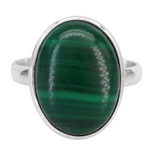 Load image into Gallery viewer, Malachite &amp; Silver Oval Ring (Style B)
