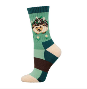 Women's Merino Wool Blend Flowery Hedgehog Socks