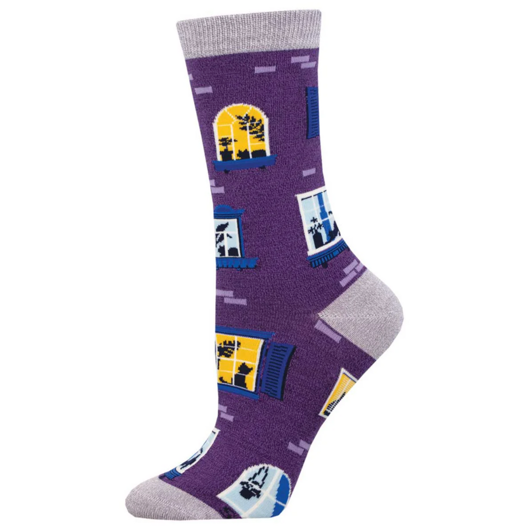 Women's Bamboo Window Cats Socks