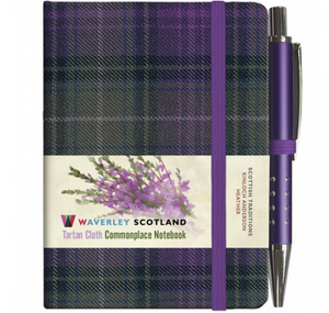 Mini Tartan Notebook & Pen (Heather)